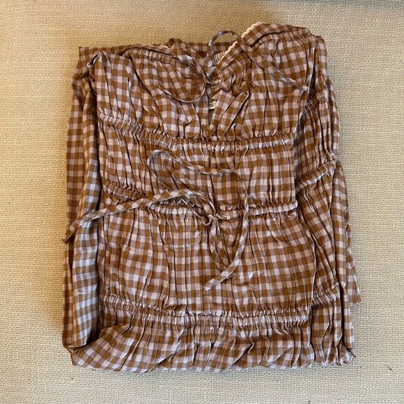 NEW Reformation Rhett Midi Dress Sz4 Audrie Check Cotton Blend French - Picture 5 of 9